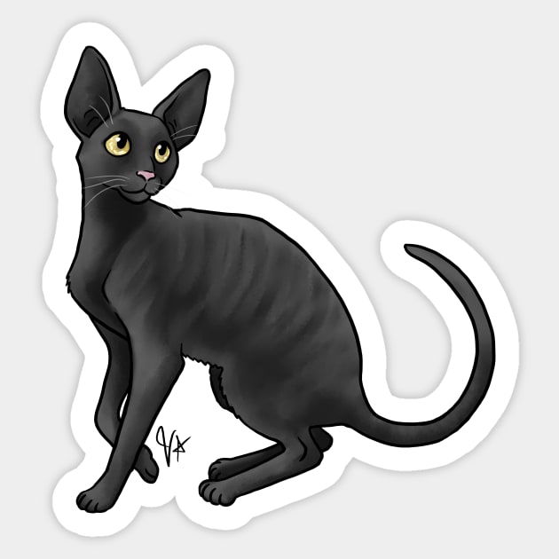 Cat - Cornish Rex - Black Sticker by Jen's Dogs Custom Gifts and Designs